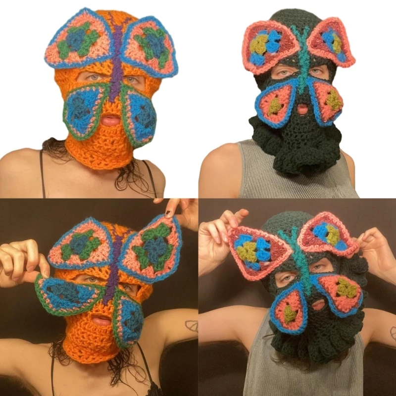 

Вязаная шапка-бабочка для женщин и мужчин, плетеная Балаклава ручной работы, облегающая шапка для девочек и мальчиков, маска для лица, шапка, новинка, аксессуары для взрослых