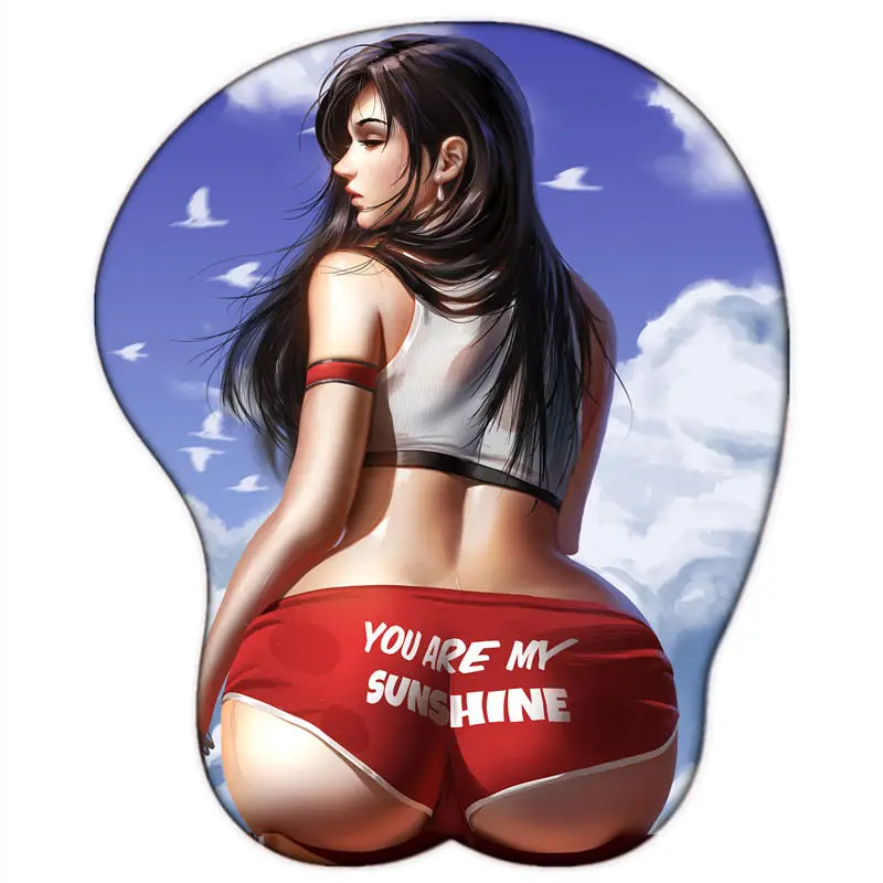 

New Gaming Accessories Final Fantasy Anime Sexy Tifa Butt 3D Silicone Gel Mouse Pad with Wrist Rest Large Ass Kawaii Mousepad