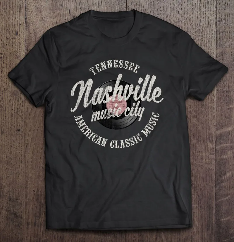 

Винтажная виниловая Мужская футболка Nashville с изображением музыкального города, одежда для мужчин, футболка большого размера d, мужские блуз...
