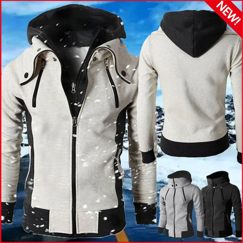 

Autumn Warm Mens Zipper Jacket Winter Coats Bomber Jackets Scarf Collar Veste Casual Fleece Male Hooded Outwear chaquetas hombre