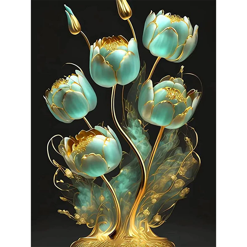 

Diamond Embroidery Blue Tulip 5D DIY Diamond Painting Flowers Cross Stitch Kits Rhinestones Mosaic Floral Art Home Decoration