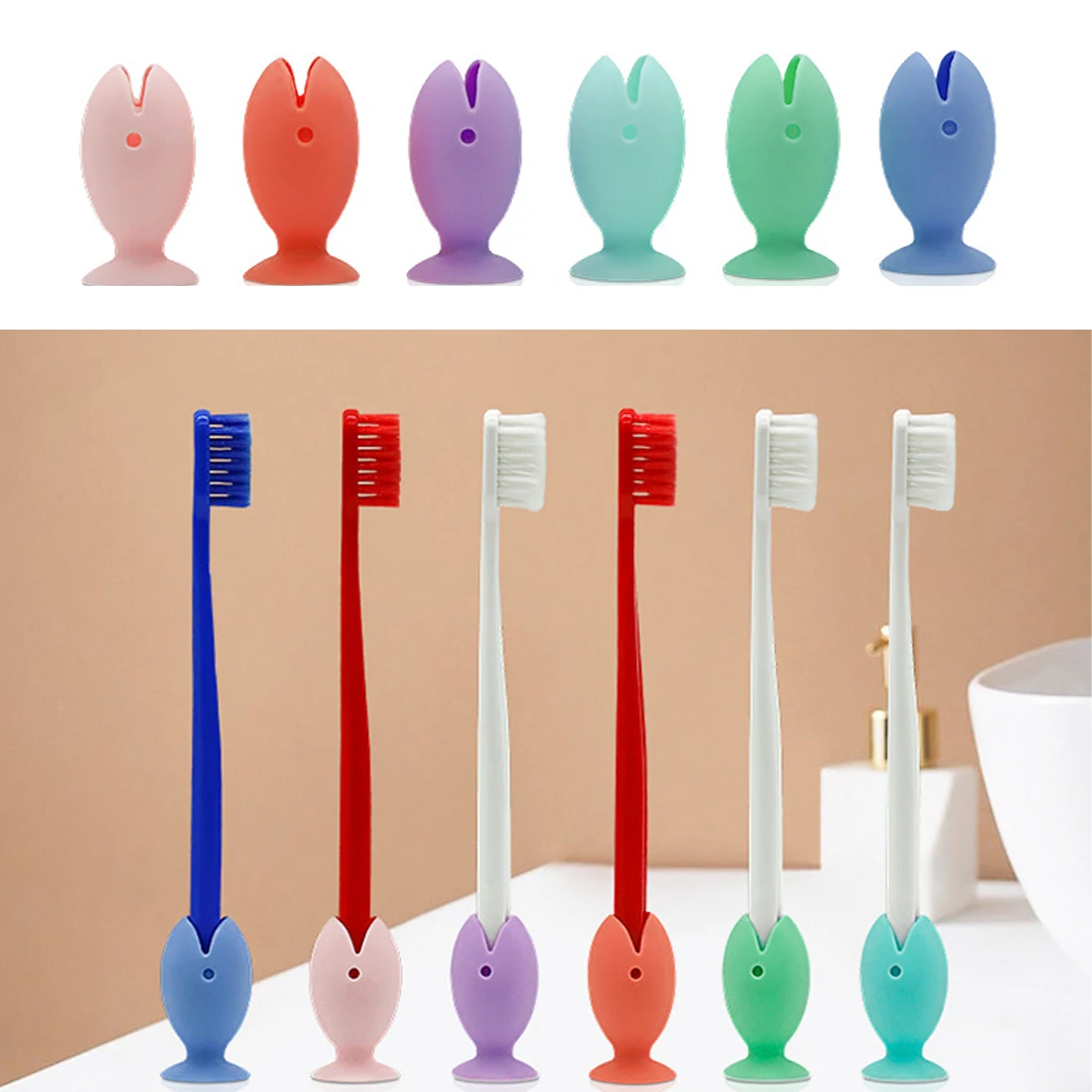 

Cute Cartoon Fish Silicone Toothbrush Holder Mini Toothbrush Base Bathroom Toothbrush Storage Tool Toothbrush Bracket