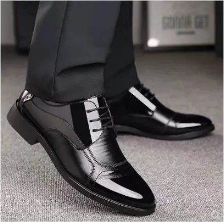 

Leather Shoes Men Lace-Up Dress Shoes Black Formal Luxury Business Oxford Male Office Wedding Footwear Dress Shoes