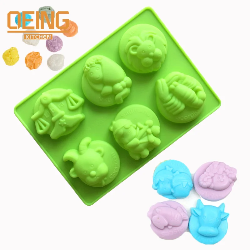 

2 Types The Signs of Zodiac Silicone Cake Mold 12 Constellations 6 Holes Bakeware Candy Fondant Pudding Cookie Mould Soap Mold