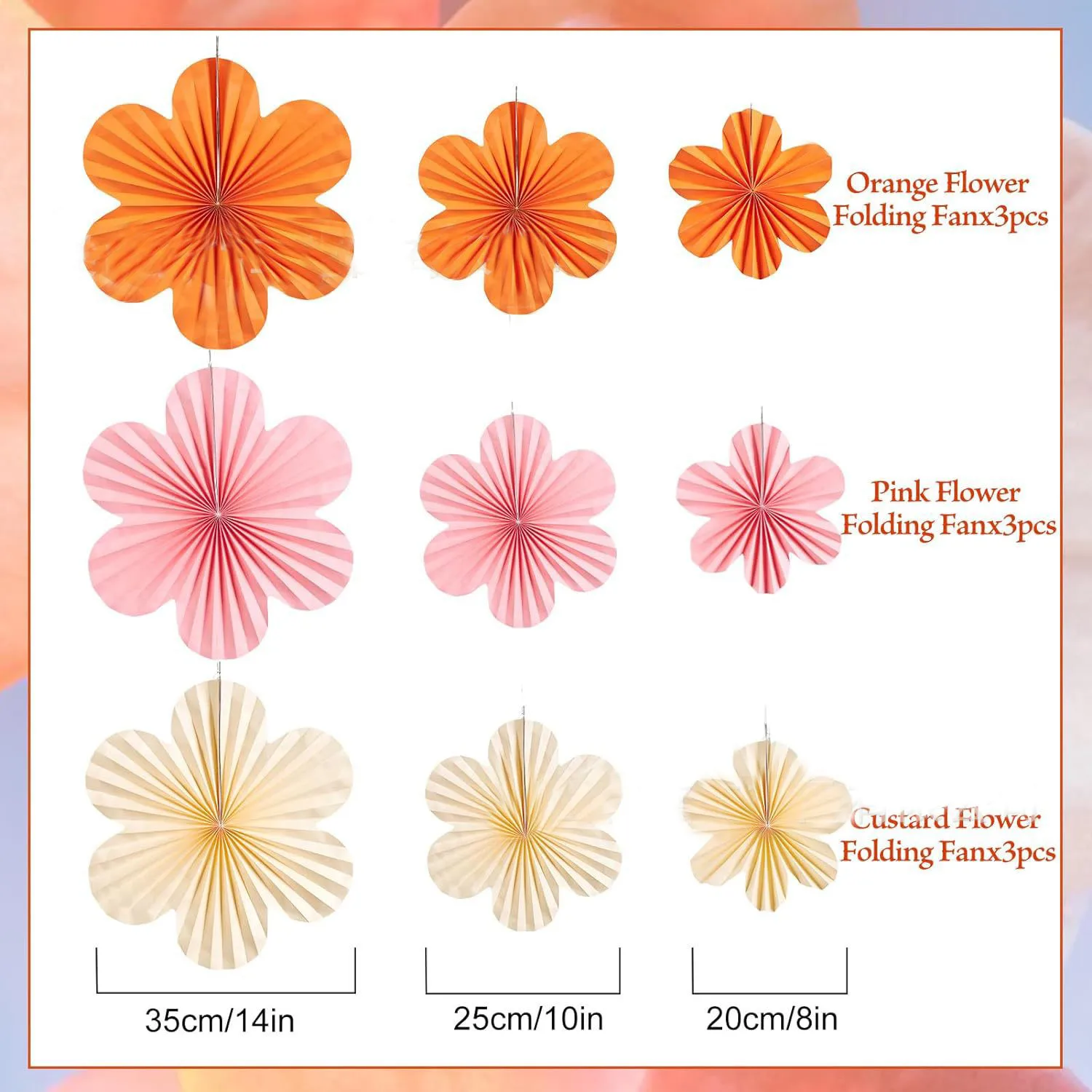 

Бумажные веера, набор из 9 штук