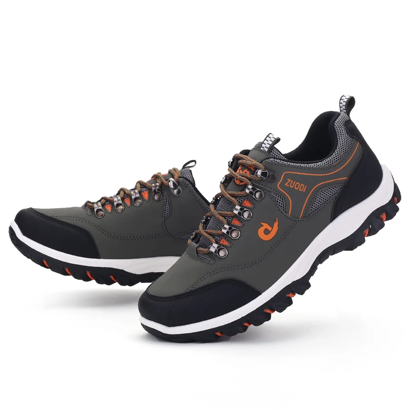Hiking Shoes Men Fashion Sneakers Lace Up Mountain Boots Non-slip Outdoors Leather Tactical Boots Shoes for Trekking Hunting