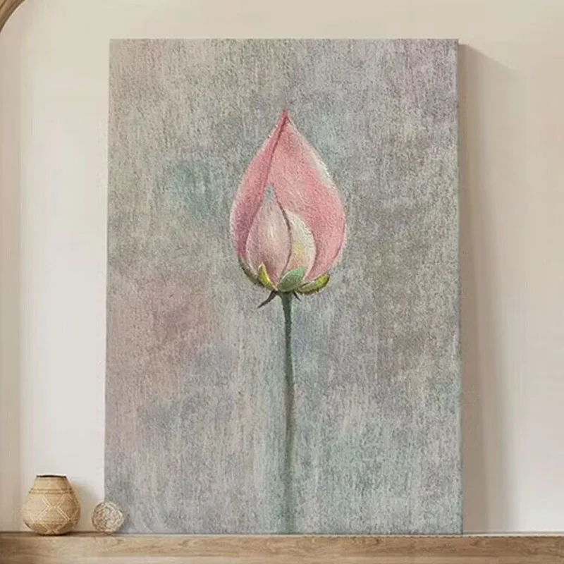 Картина маслом Лотос с бутонами ручная работа для спальни украшение дома