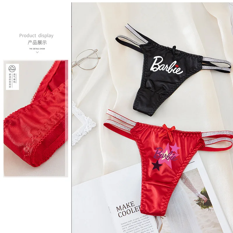 Атласные шелковистые трусики BARBIE с вырезами модные женские сексуальные стринги