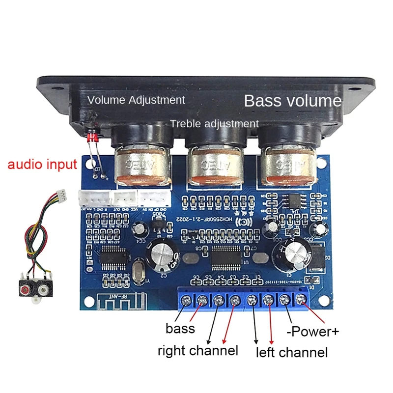 2.1 Channel Digital Power Amplifier Board+AUX Audio Cable 2X25w+50W BT5.0 Subwoofer Class D Amplifier Board DC12-20V