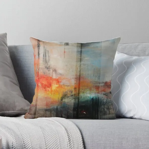 

Большая наволочка для подушки с абстрактным изображением синего и оранжевого цветов, квадратная модная домашняя наволочка для спальни и от...