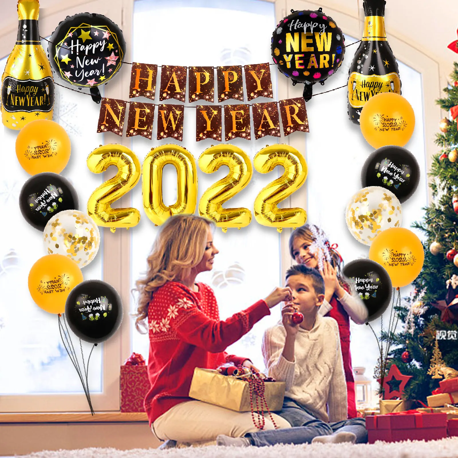 

Новогодний баннер, украшения для воздушных шаров-2022, новогодний баннер