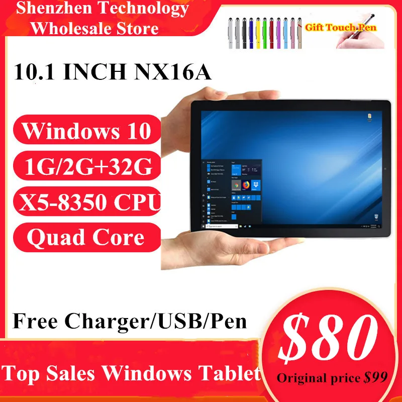 2022 Top Sales 10.1'' Tablet PC Windows 10  NX16A 2GRAM 32GROM X5-8350 CPU 5000mAh Battery Dual Camera Quad Core WIFI IPS Screen