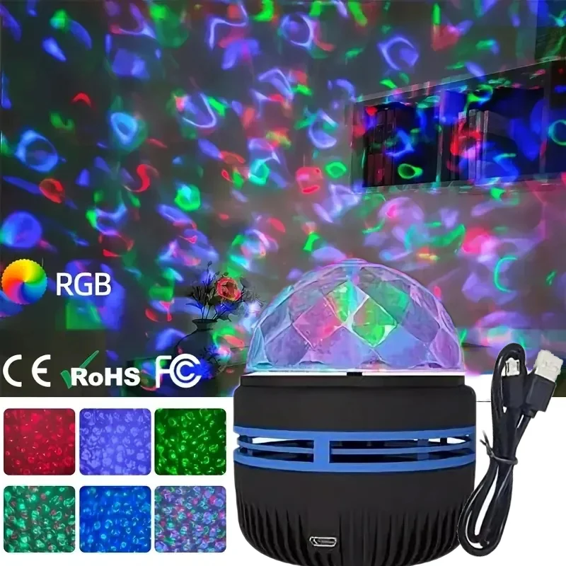 

Цветной проектор звездного неба, вращающийся волшебный шар, светодиодный ночник для спальни, декоративная лампа RGB, проекционный светильник с Луной и галактикой