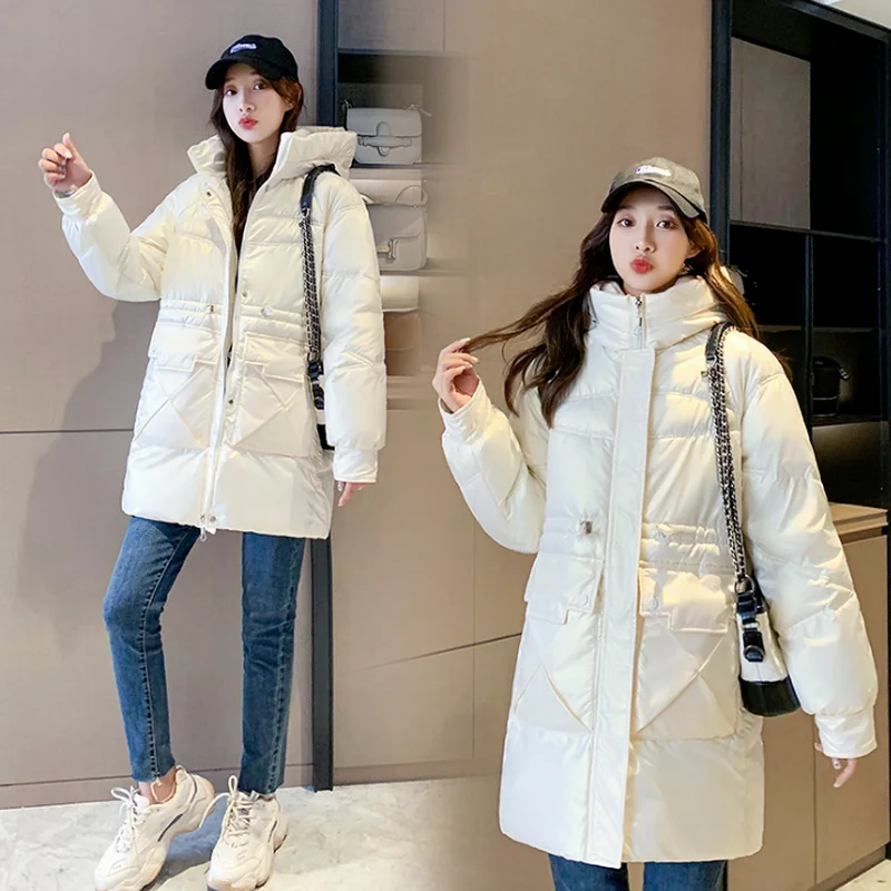 2021 Women's Large Bread Coat Stand-up Collar Winter Jacket Ladies Down Cotton Long Coat Shiny Face Coat winter coat women