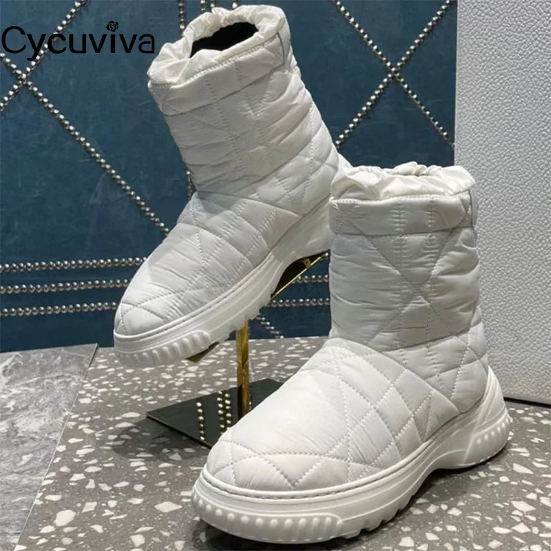 

Thick Sole Snow Boots Women Down Ankle Boots Flat Round Toe Leisure Shoes Autumn Winter Keep Warm Short Botas Mujer 2022
