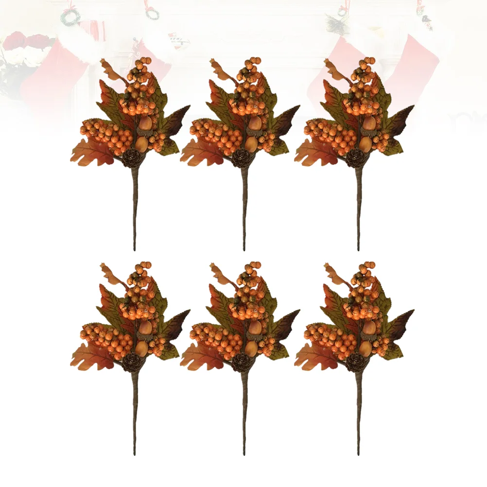 

Picks Fall Floral Thanksgiving Artificial Pine Stems Simulation Flower Leaves Cone Berry Berriesautumn Ornament Flowers Fake