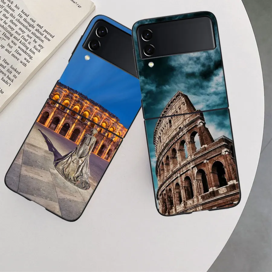 Чехол Colosseum Rome Italy для Samsung Galaxy Z Flip 6 5G 5 4 3 черный жесткий чехол сотового телефона