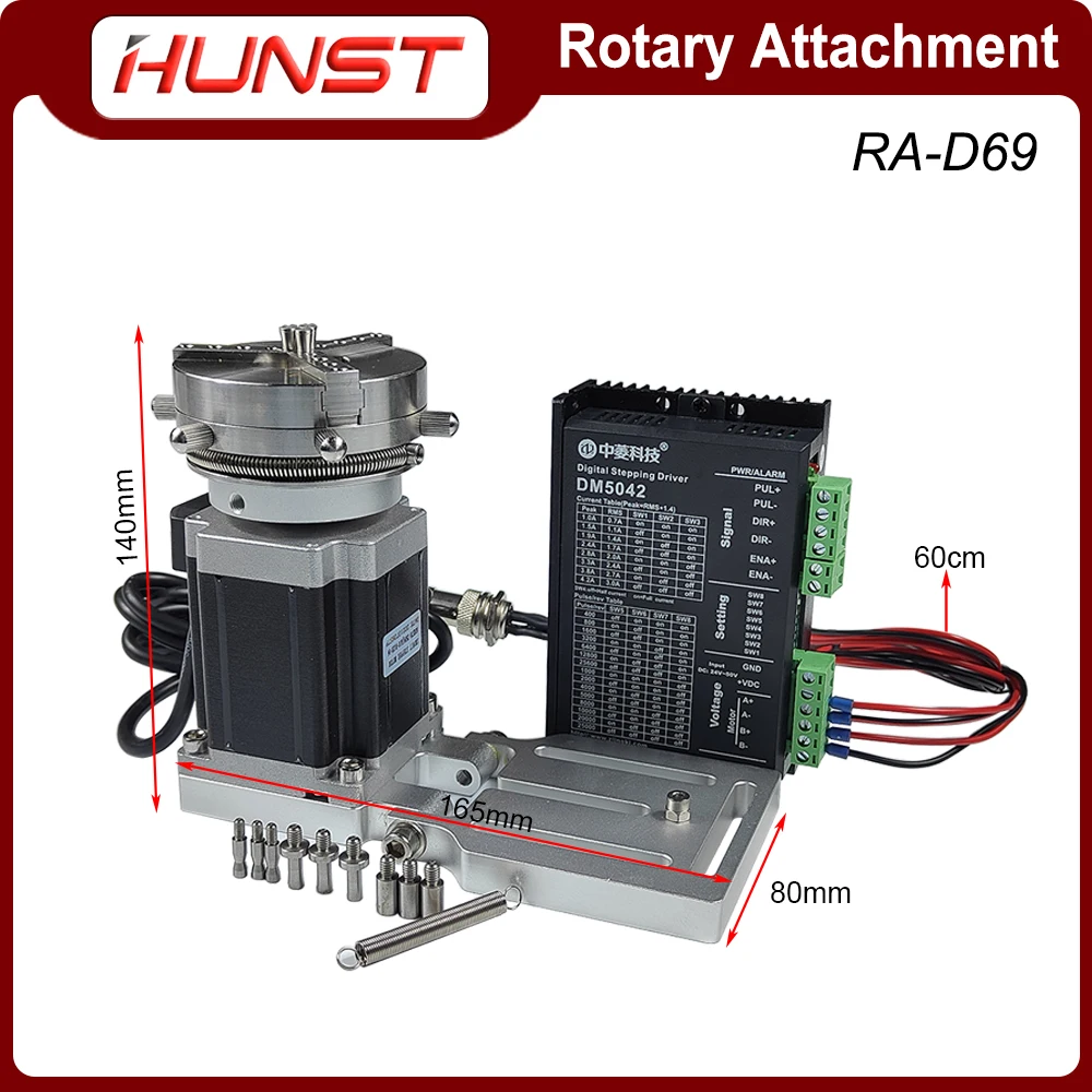 HUNST Rotary Attachment Diameter 69mm Device Fixture Gripper Three Chuck Rotary Worktable for Laser Marking Parts Machine enlarge