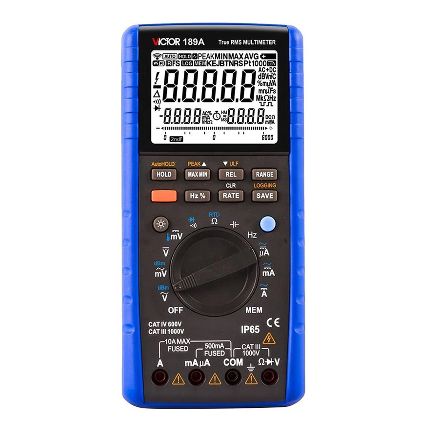

VICTOR 189A True RMS 0.025% Accuracy Digital Multimeter 55000 Counts 20000 Data Store SCPI Support USB Data Logger Multimeter