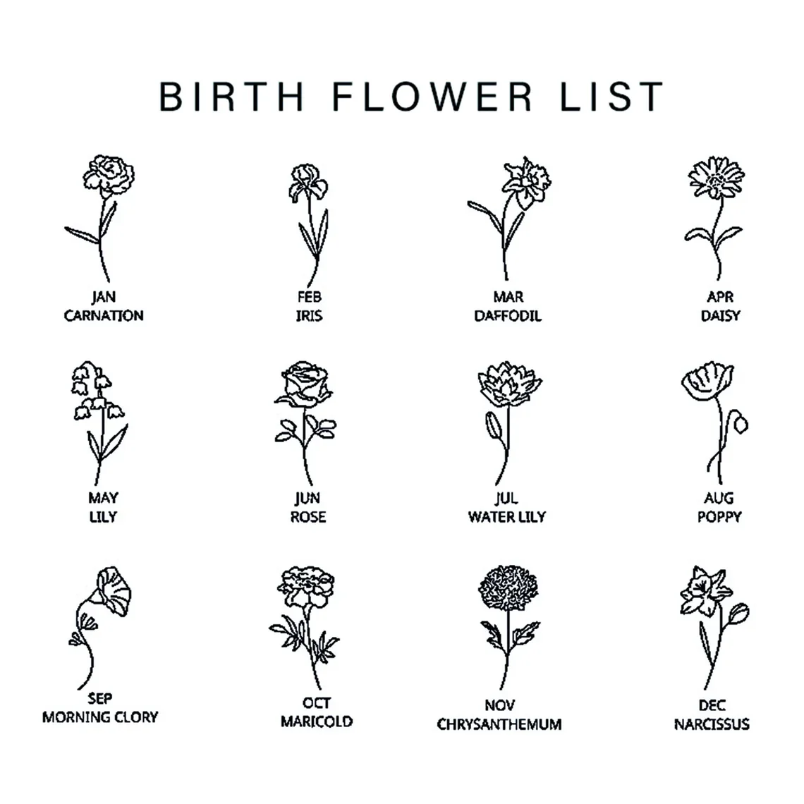 Изготовленное на заказ ожерелье с именем месяца и цветка Женские Ювелирные