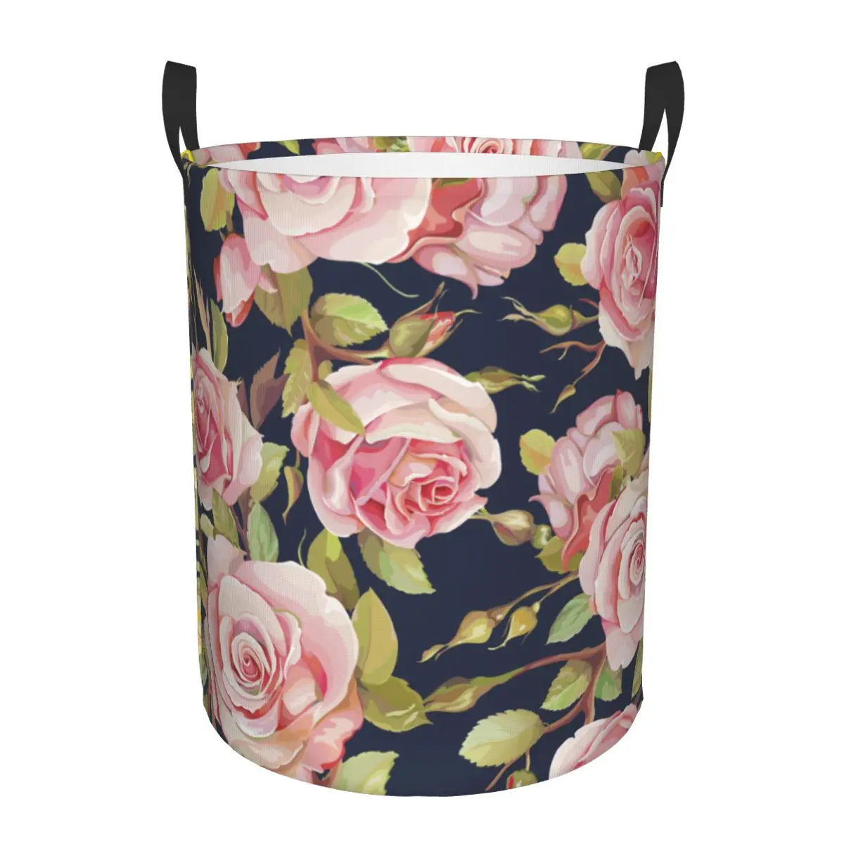

Foldable Laundry Basket for Dirty Clothes Pink Roses Vintage Storage Hamper Kids Baby Home Organizer