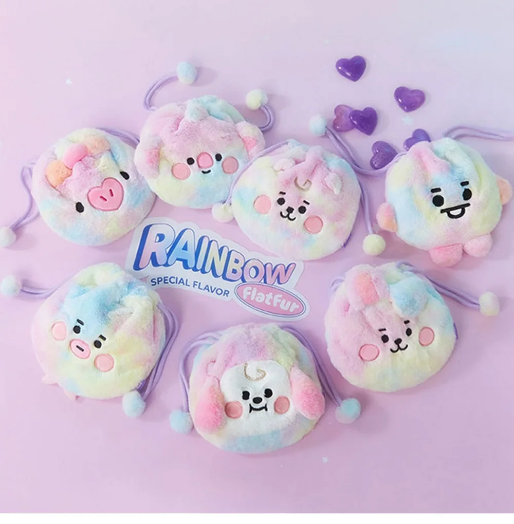 

JCBTSH21Bulletproof Youth GroupNewRainbow series drawstring bag cartoon tie-dye peripheral storage bag portable coin purse