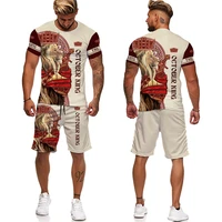 summer 3d printing mens t shirt shorts suit fierce lion mens sportswear sportswear o neck short sleeve cool mens suit