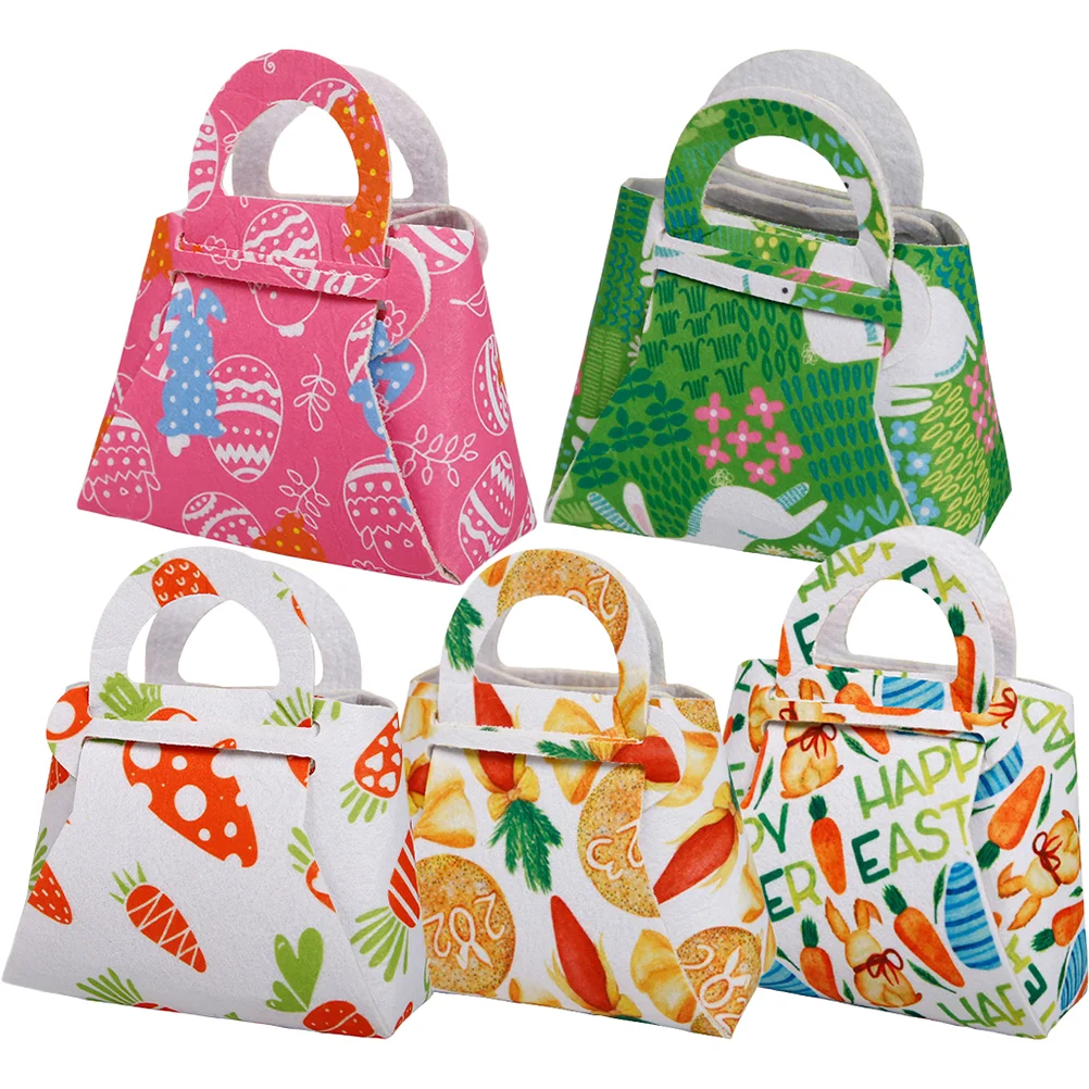 

5 Pcs Party Supply Rabbit Gifts Lovely Gift Bags Cookie Packaging Bags Easter Tote Bag Biscuit Small Gift Bags Gift Pouch