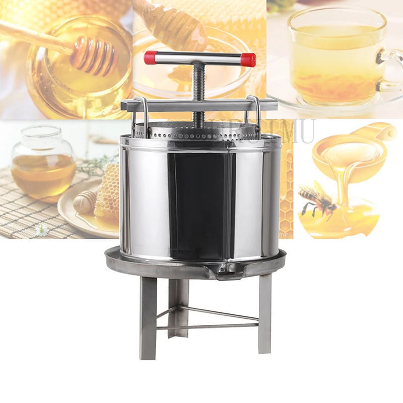 

Stainless Steel Manual Honey Extractor Tools Hand Honey Wax Press Machine Honey Press Bucket Four Legs