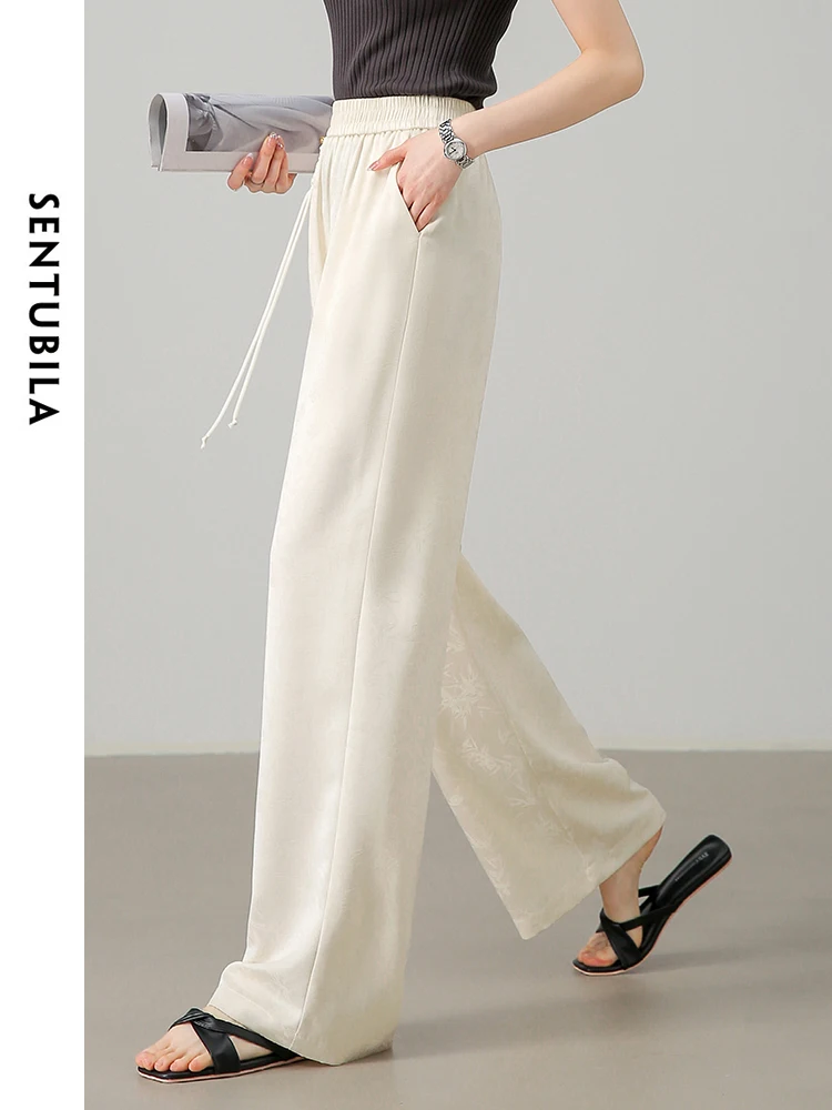 SENTUBILA китайские жаккардовые атласные широкие брюки женские 2024 летние