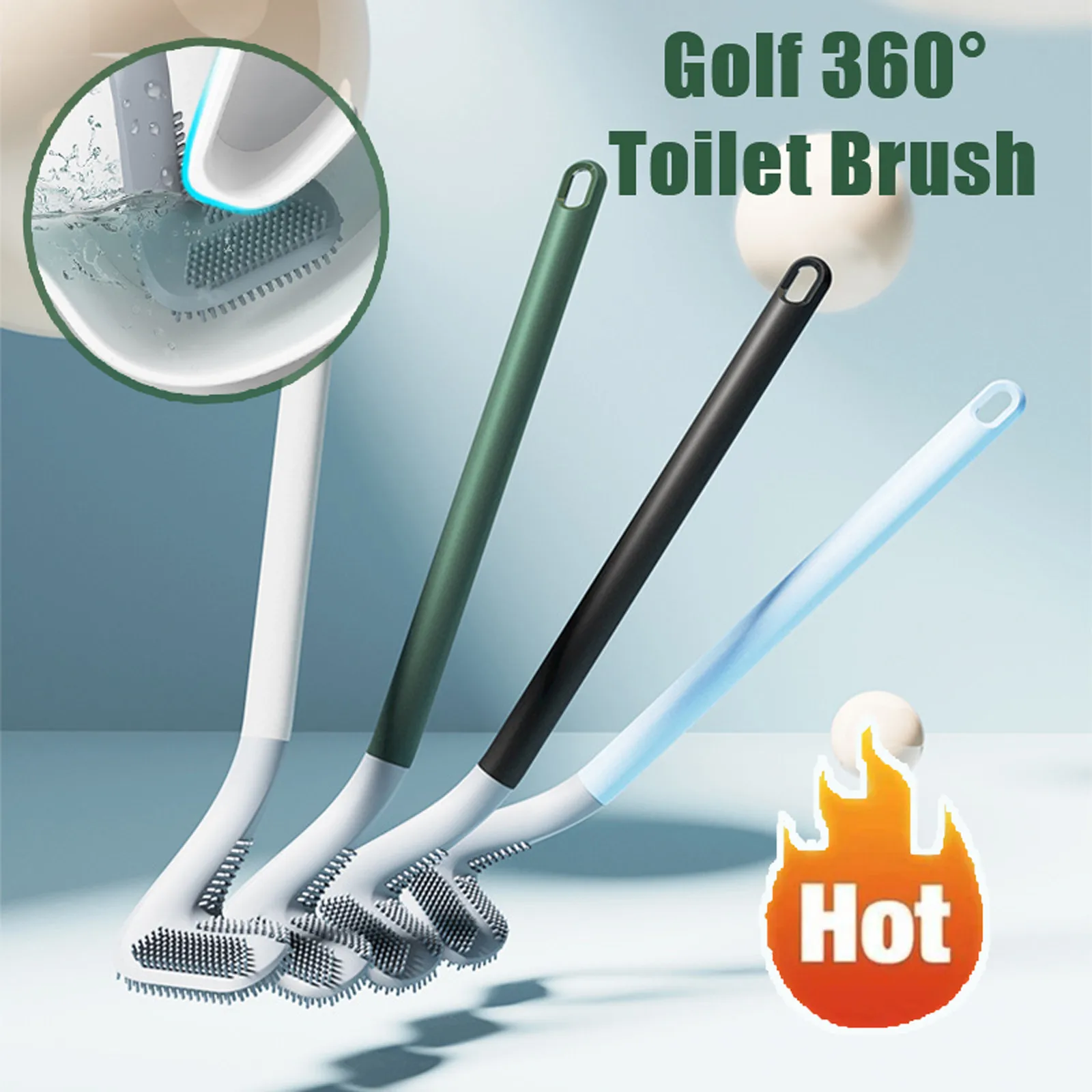 

Silicone Bristle Golf Toilet Brush Bathroom Storage and Organization Bathroom Cleaning Tool WC Accessories Toilet Brush