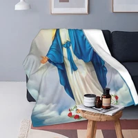3d full play virgin mary christian catholic knitted blanket guadalupe virgin flannel blanket home sofa soft warm bedspread