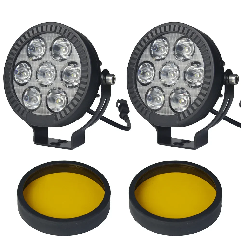 

Светодиодный прожектор для мотоцикла, 4,5-дюймовые фары дальнего света, белый/желтый для мотоцикла, внедорожного грузовика, трактора, 4x4, рабочие вспомогательные фары UTV