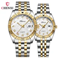 Chenxi 8201B Lovers Diamond Gold Stainless Steel Band Watch Fashion Business Quartz Couple Wristwatch Relogios Feminino 2