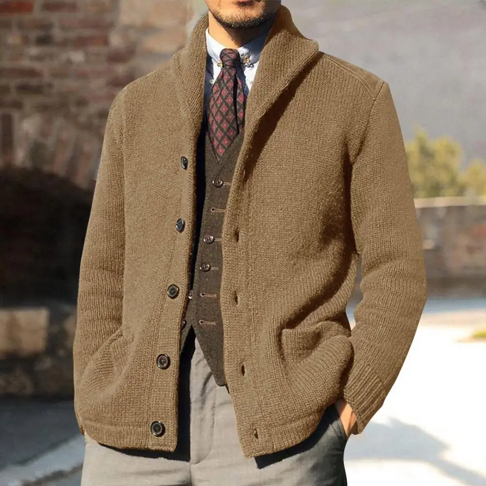 

Stylish Knitted Coat Warm Winter Buttons Solid Sweater Cardigan Knitwear Thickened Skin-Touch Cardigan Sweater for Work