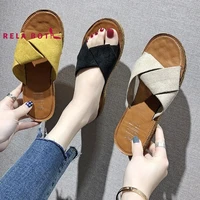 summer sandals for women wearing 2022 new flip flop suede flat cross slippers for women candy colors cashmere flat slides women