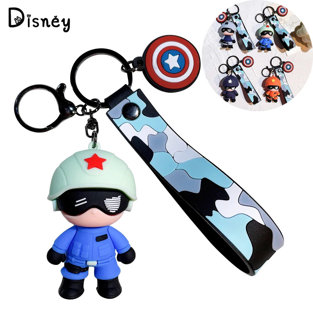 

Marvel Superhero Captain America Pendant Keychain Avengers Silicone Keyring Car Backpack Key Chain for Fans Accessories Gifts