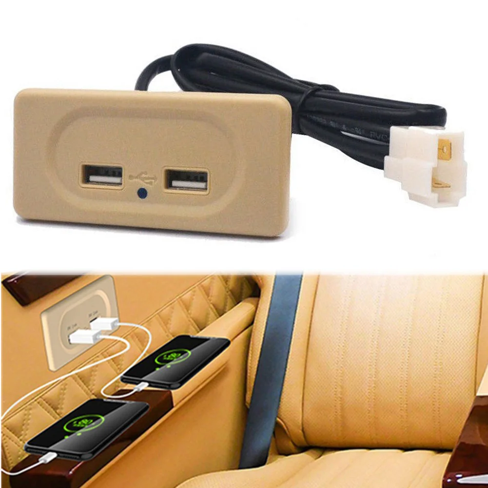 

Car Charger Socket 4.8A 2 USB Charging Outlets Cell Mobile Phone Charger Adapter Modification Accessories For Truck RV Camper