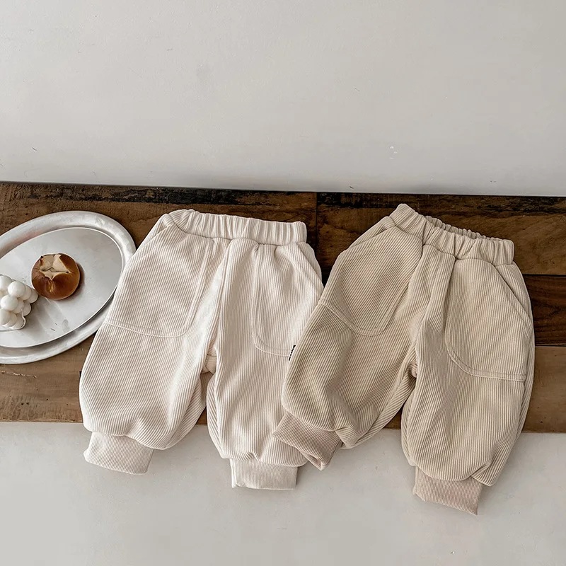 

Зимние новые детские брюки, однотонные детские брюки в стиле ретро, универсальные свободные брюки