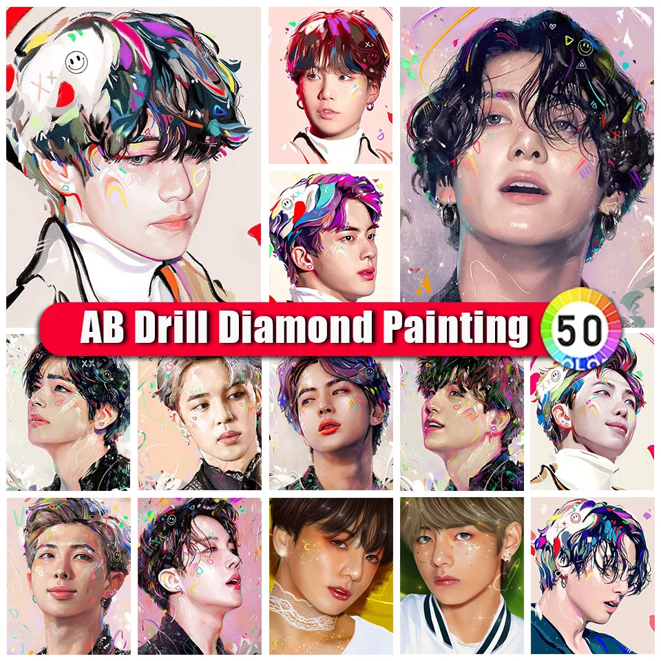 

Kpop Idol Team South-korean-bts Poster Full AB Diamond Painting New 2023 Cross Stitch Handmade Craft Handiwork Hobby Mulina