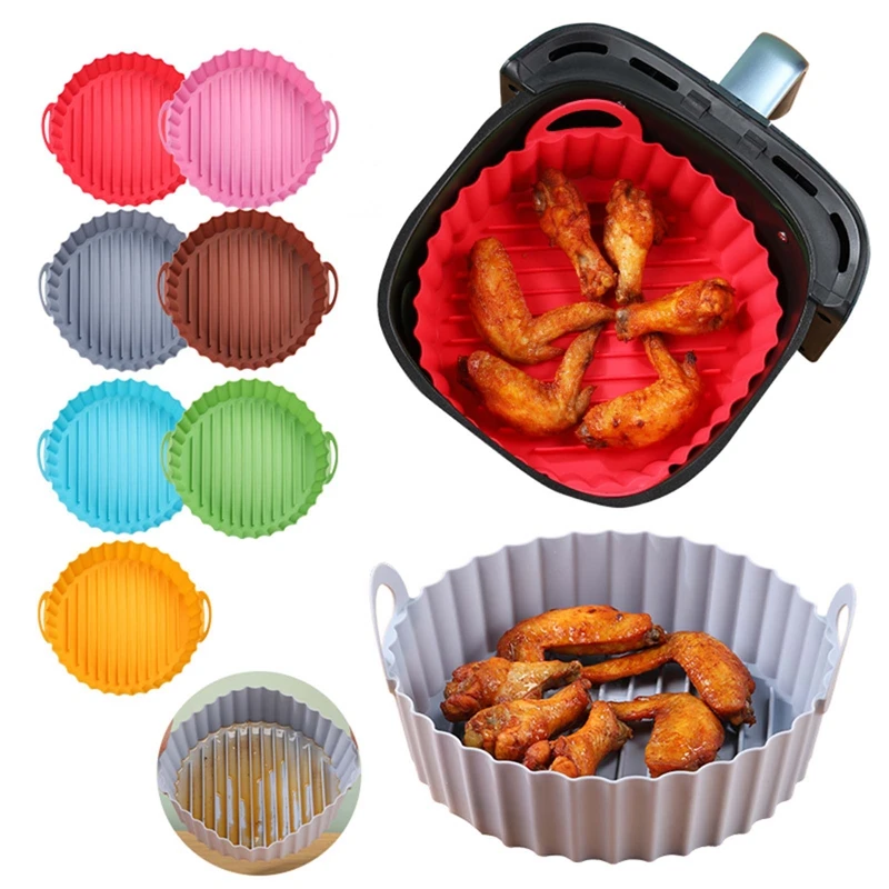 

Silicone Pot for Airfryer Reusable Air Fryer Accessories Baking Basket Pizza Plate Grill Pot Kitchen Cake Cooking Baking Tools