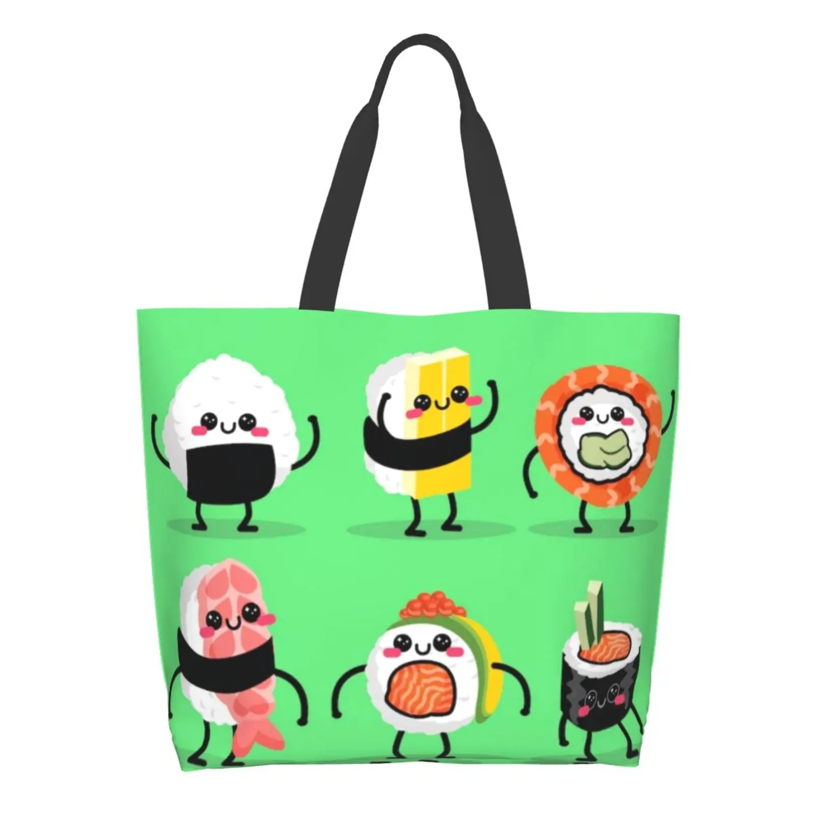 

Reusable Shopper Sack Shoulder Canvas Shopping Bag Tote Bag for Women Beach School Casual Large Shopping Bags Kawaii Sashimi
