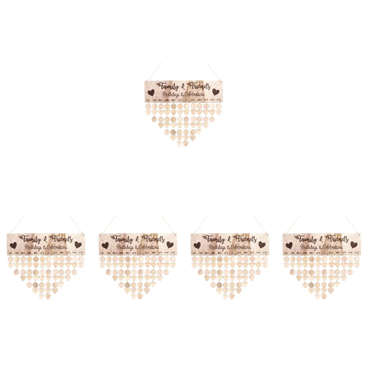 

5 Pack DIY Calendar Home Hangable Date Wedding Plaque Decoration Decorations Wall Reminder Bamboo