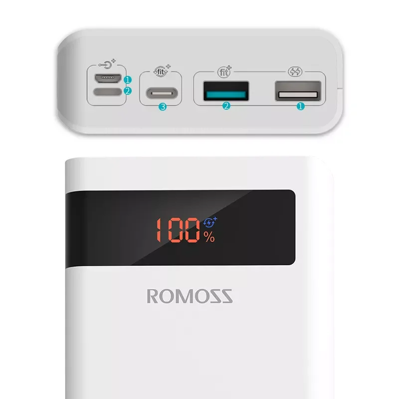 

New ROMOSS 30000mAh Power Bank 18W Portable Charging External Battery Charger 30000 mAh Powerbank For iPhone PoverBank