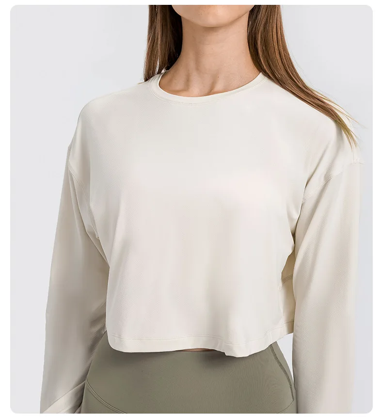 

Pullover Women Crew Neck Long Sleeve Training Sport Cropped Sweatshirts