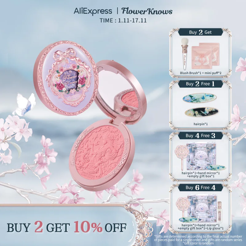 Коллекция вельветовых тисненых румян с изображением сказочных персонажей Flower