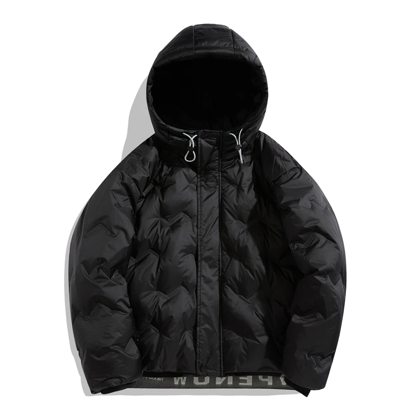Men's winter simple style solid color 90% grey duck down Down Jackets warm keeping hooded street couple casual down jacket Tops