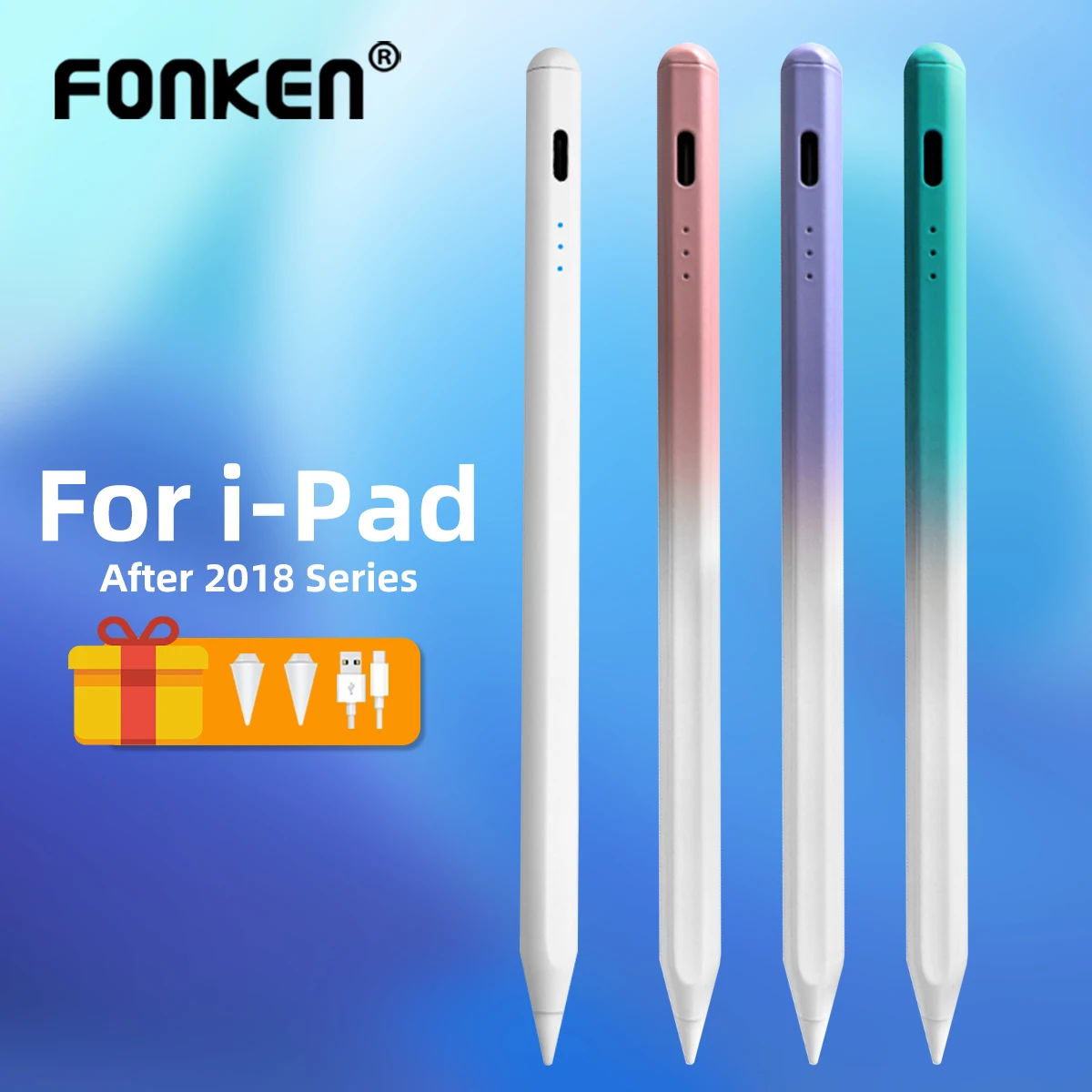 

Стилус FONKEN для Apple, стилус для отвода ладони для iPad, аксессуары 2022 2021 2019, цветной стилус для iPad, карандаш для планшета
