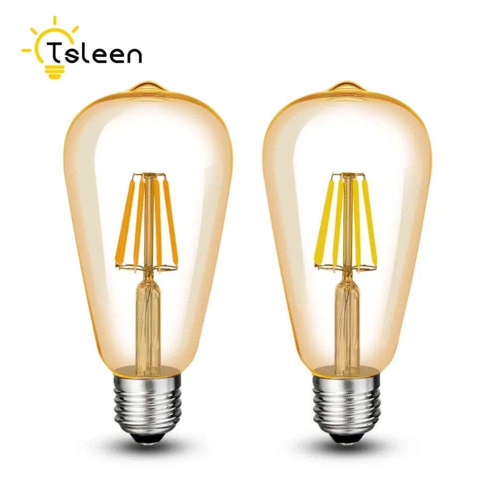 

Cheap E27 Vintage Led Lamp Retro LED Filament Lights Bulb Golden Glass Edison Lamp COB Lighting 220V 8W 12W 16W