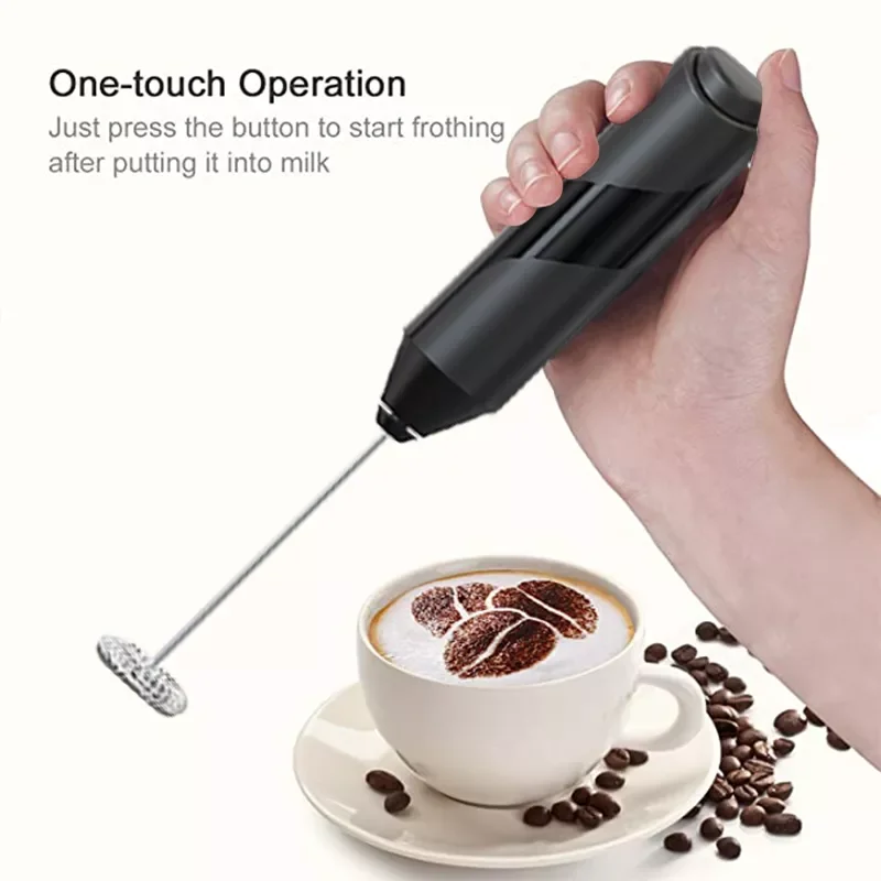 

Milk Frother Handheld Battery Operated Electric Foam Maker Drink Mixer with Stainless Steel Whisk and Stand